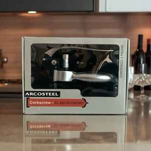 Arcosteel Corkscrew Wine Opener Silver Foil Cutter Easy-Up Bottle Opener VG